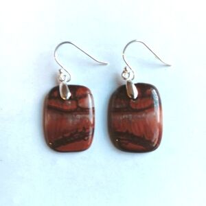 Red Tiger's Eye Gemstone Earrings with 925 Sterling Silver Findings